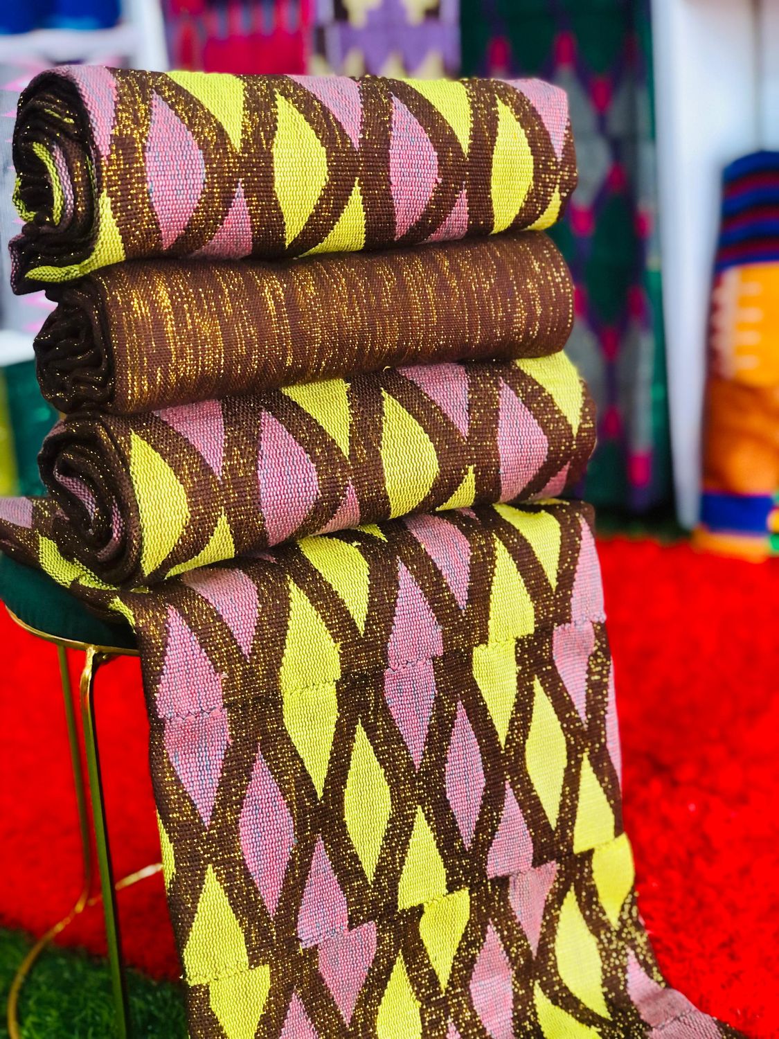 8 Yards Coffee Brown kente Fabric - For Women/plain inclusive/Multicolor