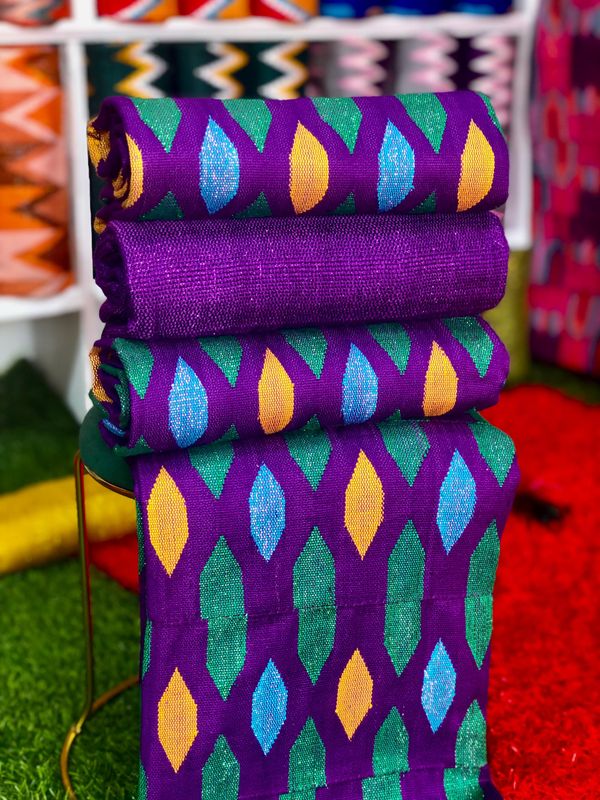 8 Yards Violet kente Fabric - For Women/plain inclusive/Multicolor