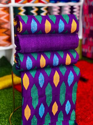 8 Yards Violet kente Fabric - For Women/plain inclusive/Multicolor