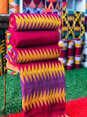 8 Yards Wine kente Fabric - For Women/plain inclusive/Multicolor