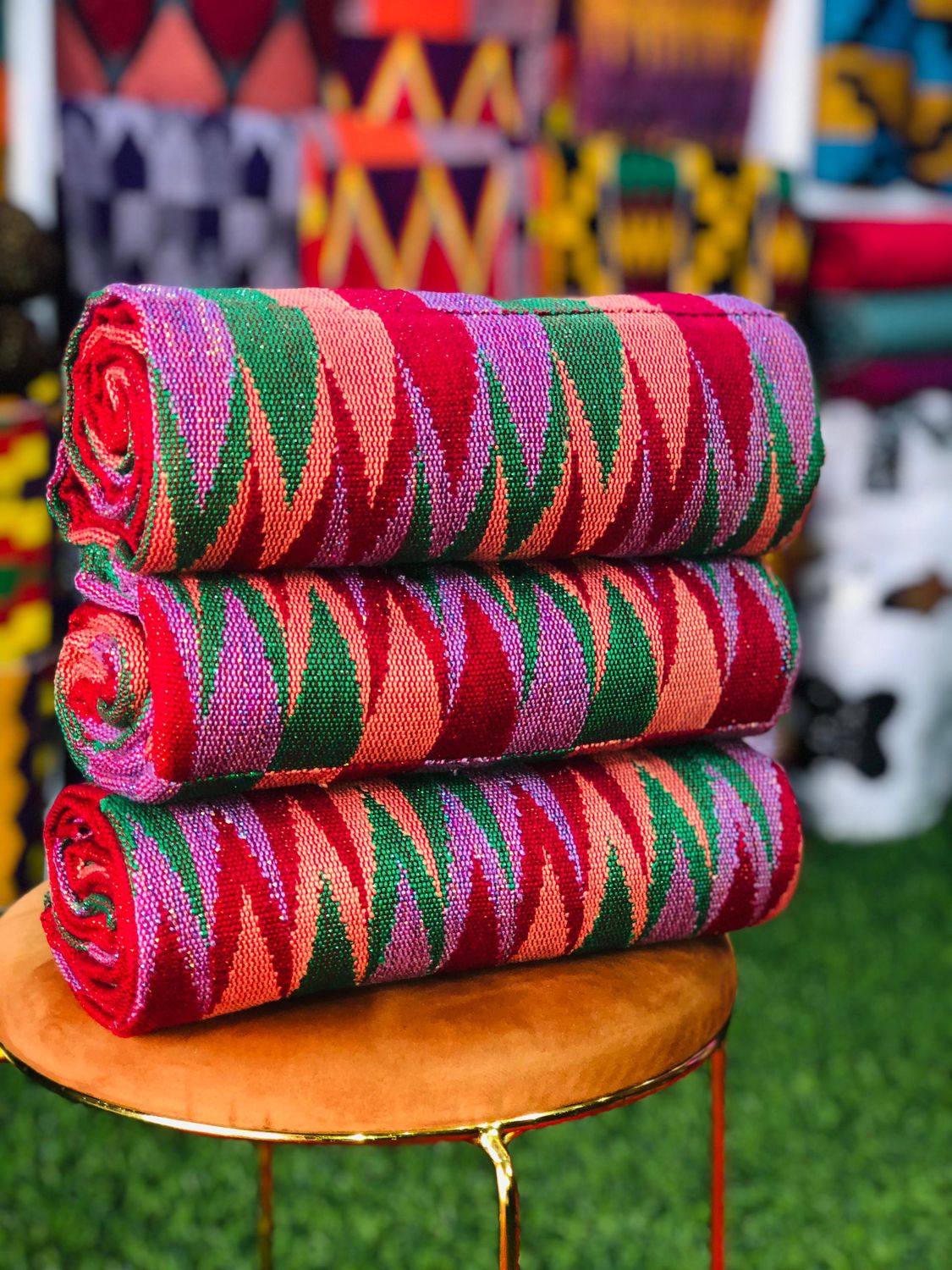 8 Yards Wine/Peach kente Fabric - For Women/plain inclusive/Multicolor