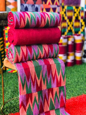 8 Yards Wine/Peach kente Fabric - For Women/plain inclusive/Multicolor