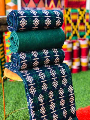 8 Yards Emerald Green Kente Fabric - For Women/plain inclusive
