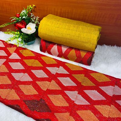 6 Yards Hand Woven Kente Fabric - For woman/Red