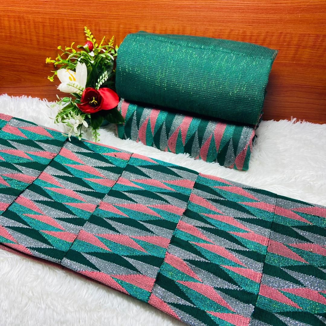 6 Yards Emeral Green Kente Fabric - For woman