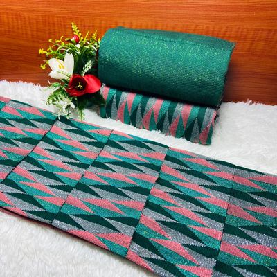 6 Yards Emeral Green Kente Fabric - For woman