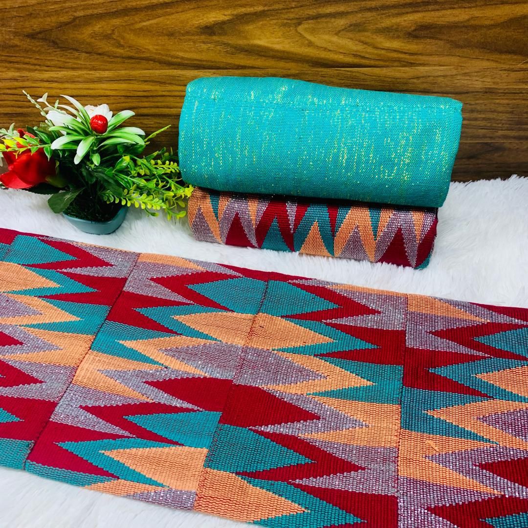 6 Yards Turquoise Green Kente Fabric - For woman
