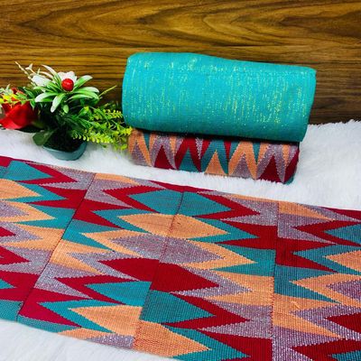 6 Yards Turquoise Green Kente Fabric - For woman
