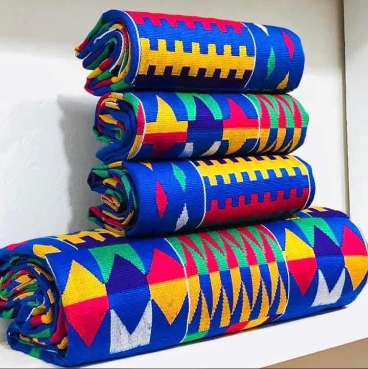Man and Women Hand Woven Kente Fabric - Unisex / Blue
