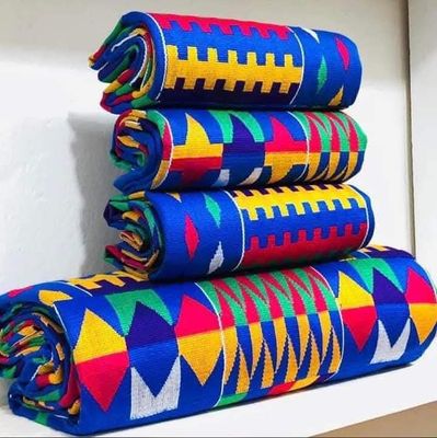 Man and Women Hand Woven Kente Fabric - Unisex / Blue