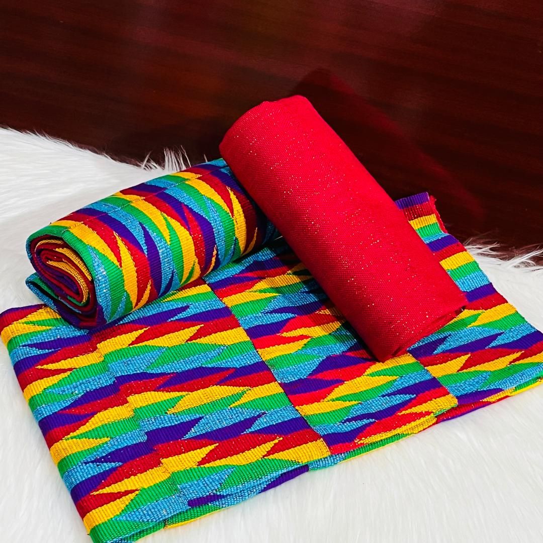 6 Yards Wine kente Fabric - For woman/multicolor