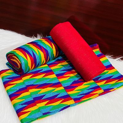 6 Yards Wine kente Fabric - For woman/multicolor