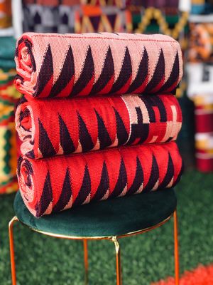 6 Yards Wine Kente Fabric - For woman