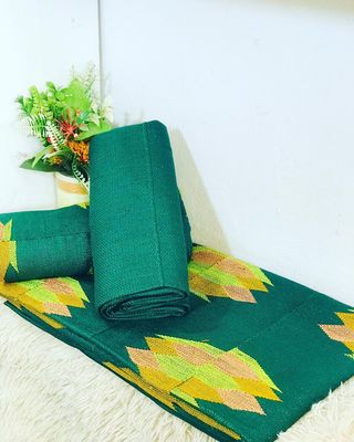 6 Yards Emerald Green Kente Fabric - For woman