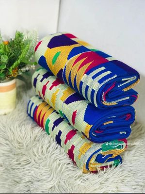 6 Yards Unique Kente Fabric - For woman- Full Design/plain option-Multicolor