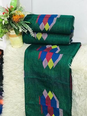 6 Yards Emerald Green Kente Fabric - For woman- Full Design/plain option