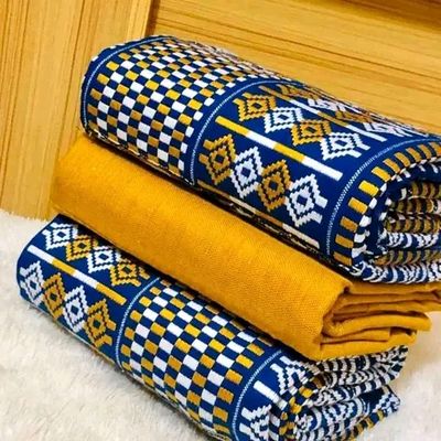 6 Yards Royal Blue and Gold Kente Fabric- women only