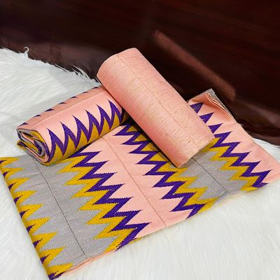 6 Yards Peach Kente Fabric - For women