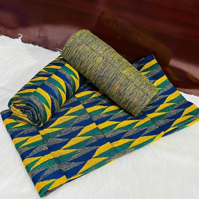 6 Yards Emerald Green Kente Fabric - For woman