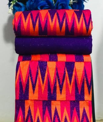 6 Yards Hot Pink Kente Fabric - For woman