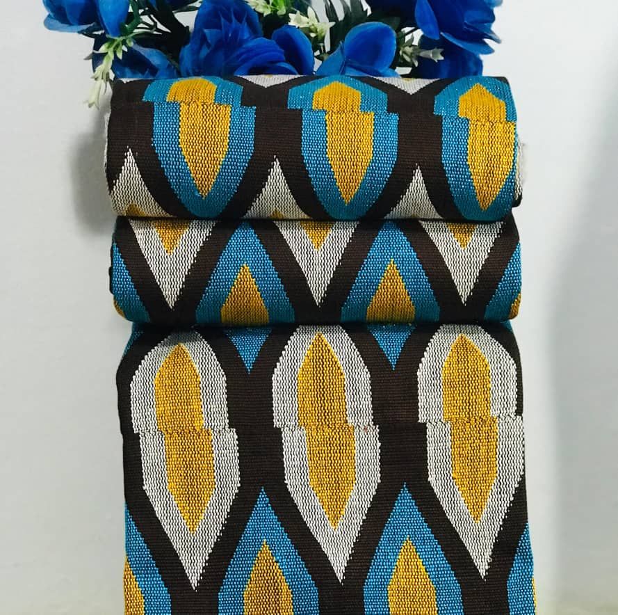 6 Yards Navy Blue Kente Fabric - For woman/multicolor