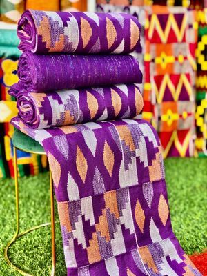 8 Yards Violet / lavender kente Fabric - For Women/plain inclusive/Multicolor