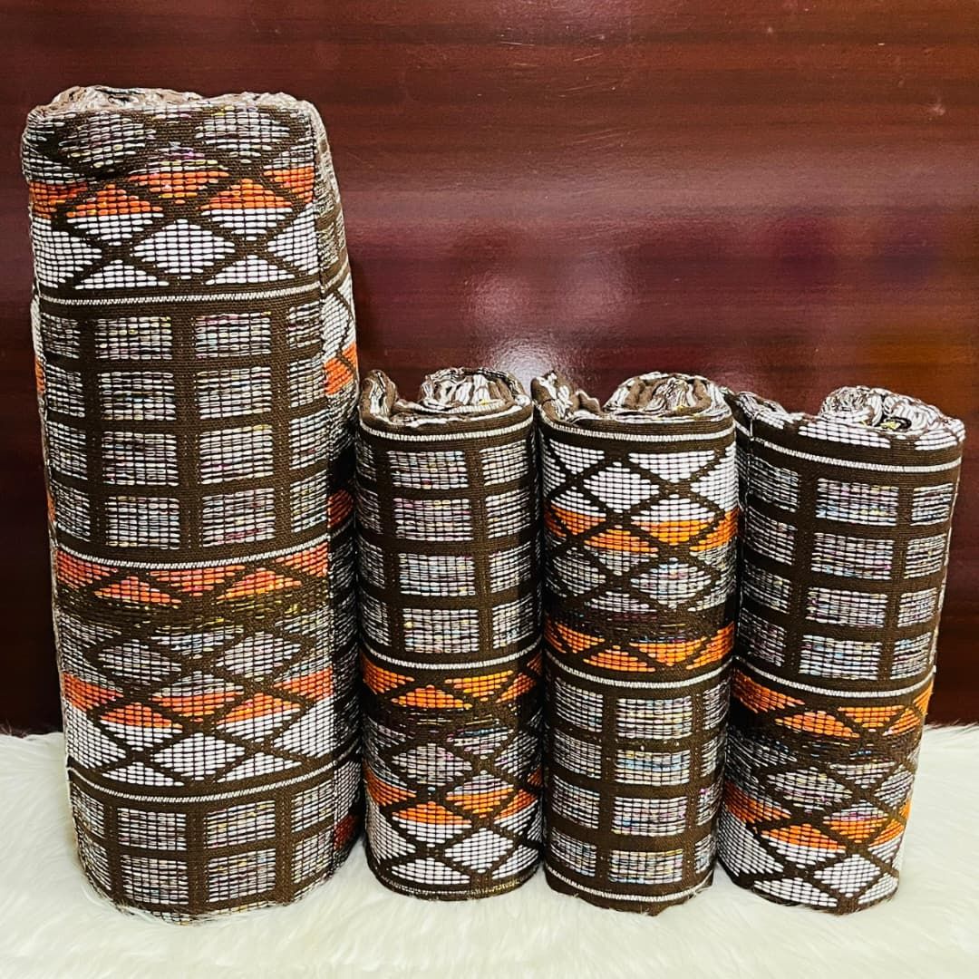 Man and Women Hand Woven Kente Fabric - Unisex/coffee Brown