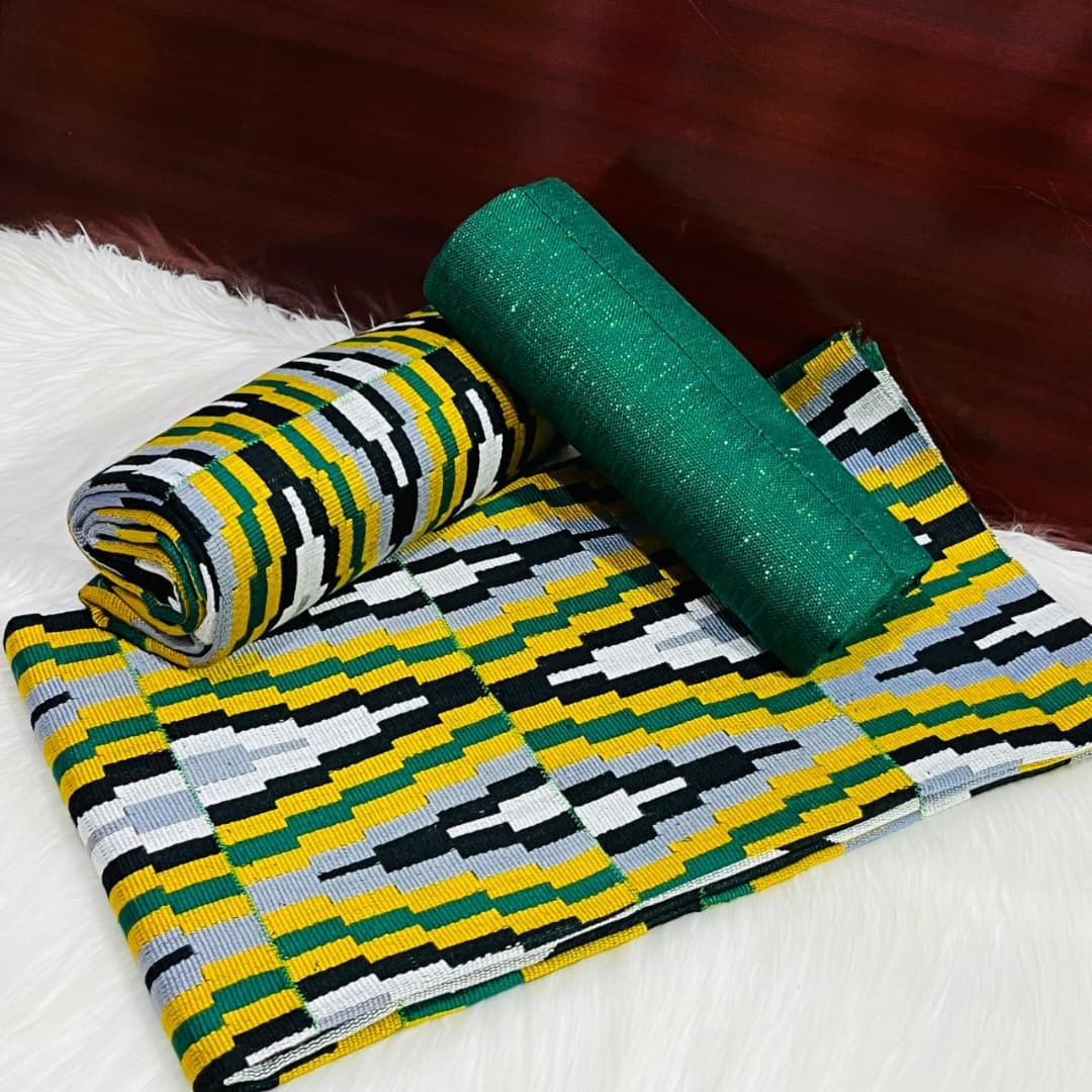 6 Yards Emerald Green Kente Fabric - For woman