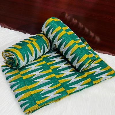 6 Yards Emerald Green Kente Fabric - For woman