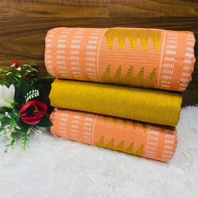 6 Yards Peach / Gold Kente Fabric- women only