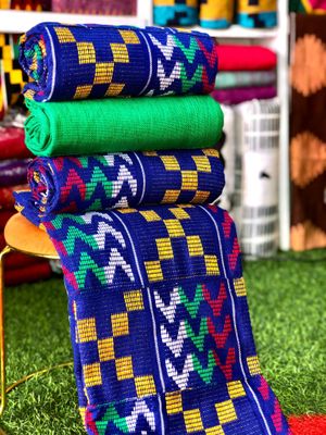 8 Yards Royal Blue Kente Fabric - For Women/plain inclusive