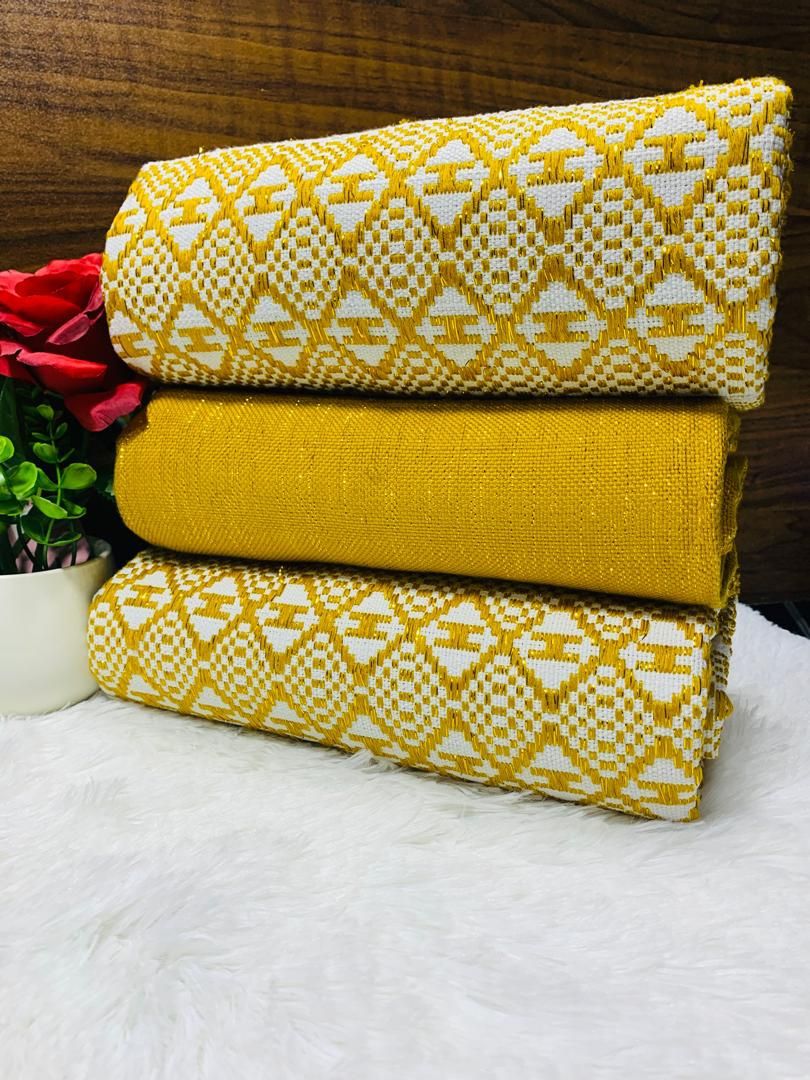 6 Yards Gold / White Kente Fabric- women only
