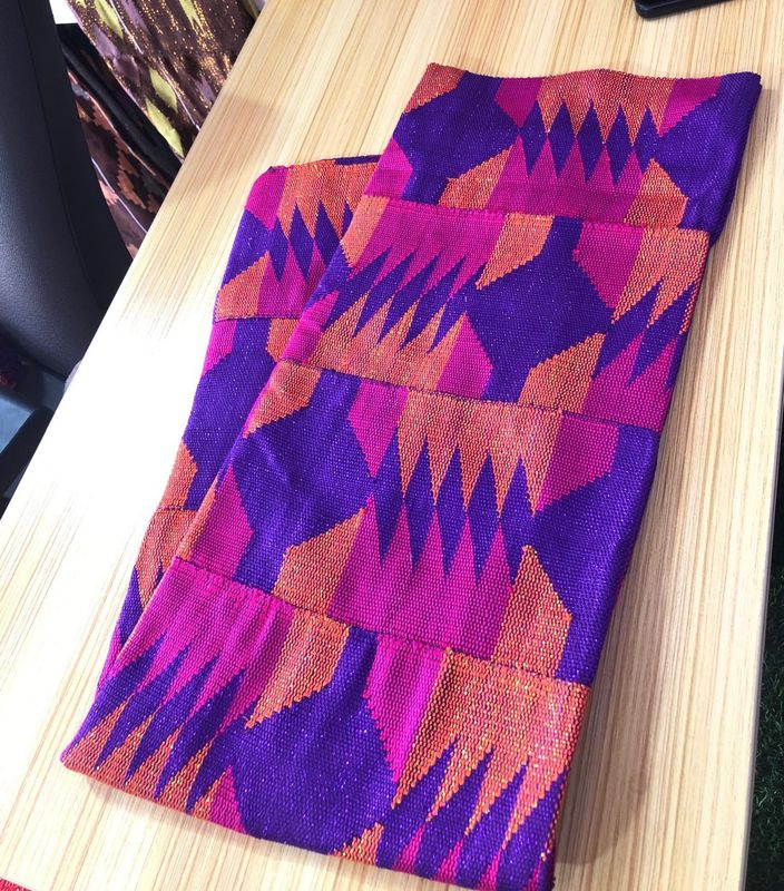 2 Yards Hot Pink, Purple &amp; Orange Kente Fabric- women only / Plain Options