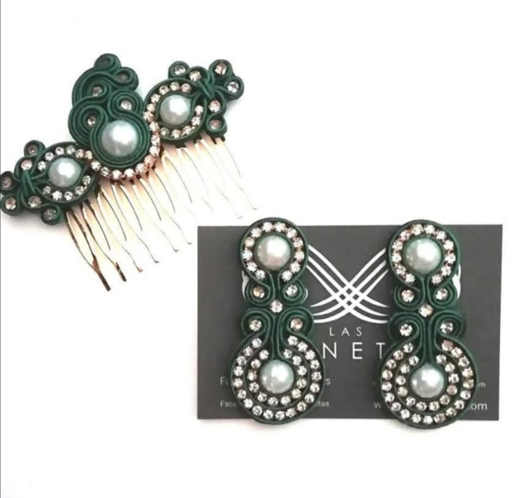 Conjunto de peina y pendientes