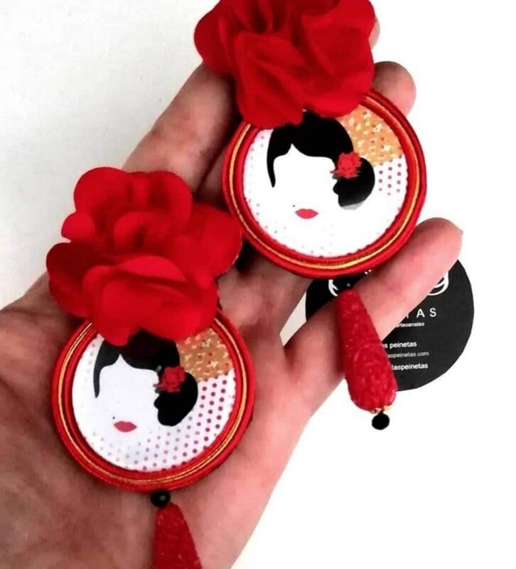 Pendientes rostro flamenca