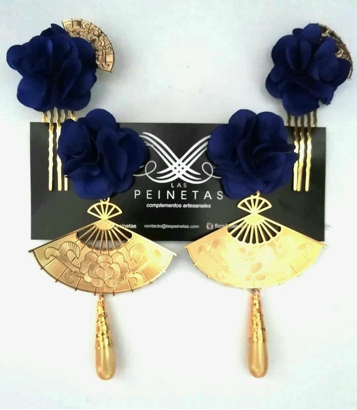 Conjunto abanicos y flores