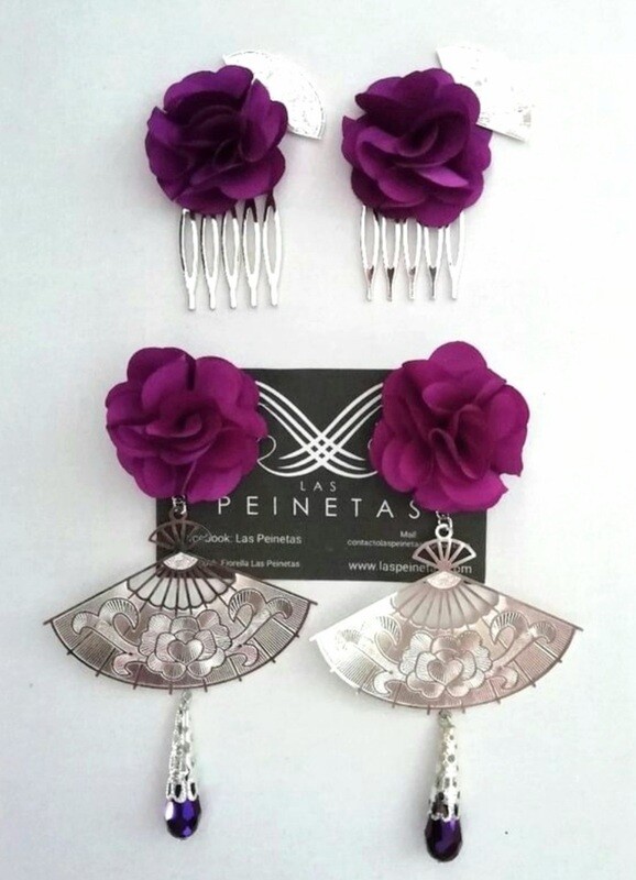 Conjunto abanicos y flores