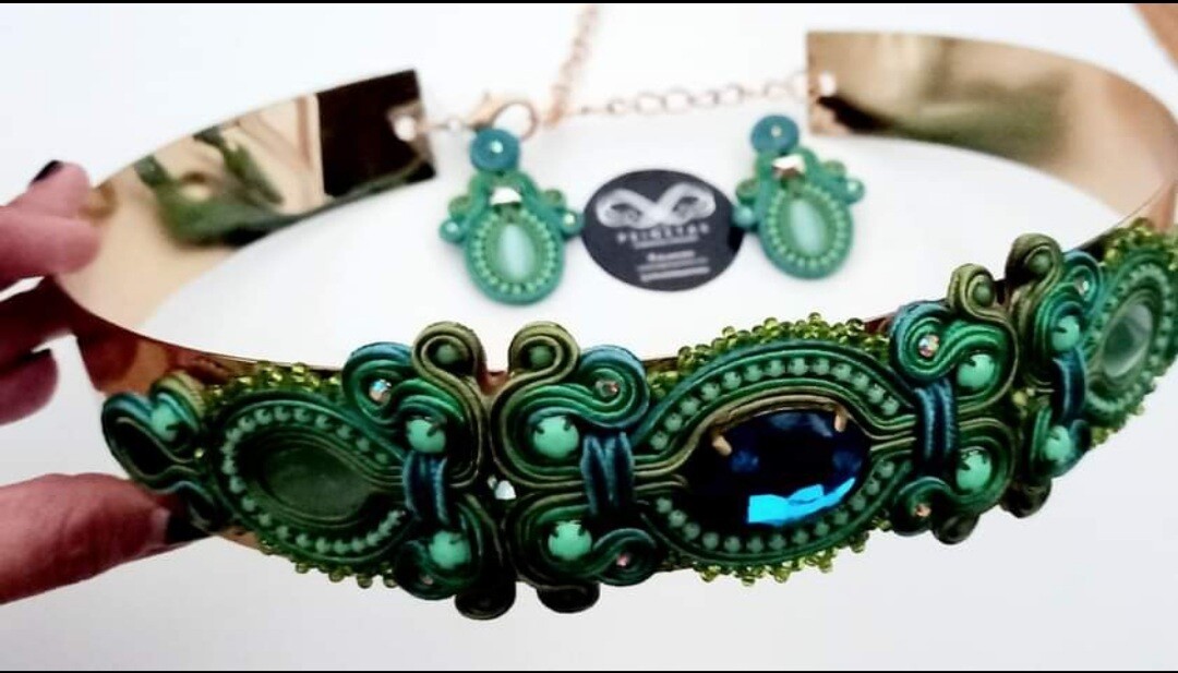 Conjunto Soutache verde