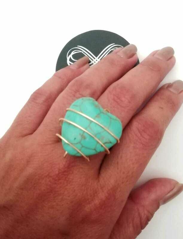 Anillo corazón turquesa