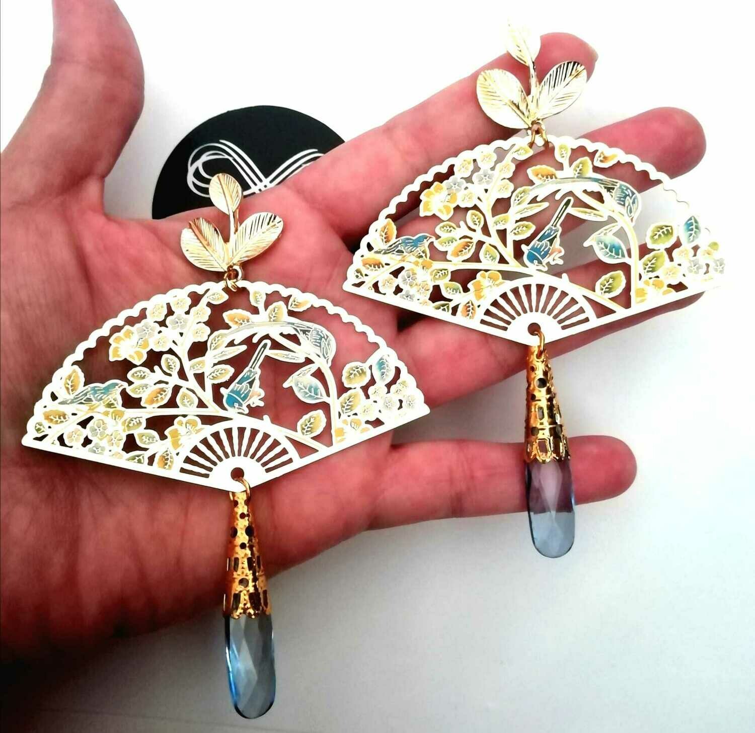 Pendientes abanicos pajaros