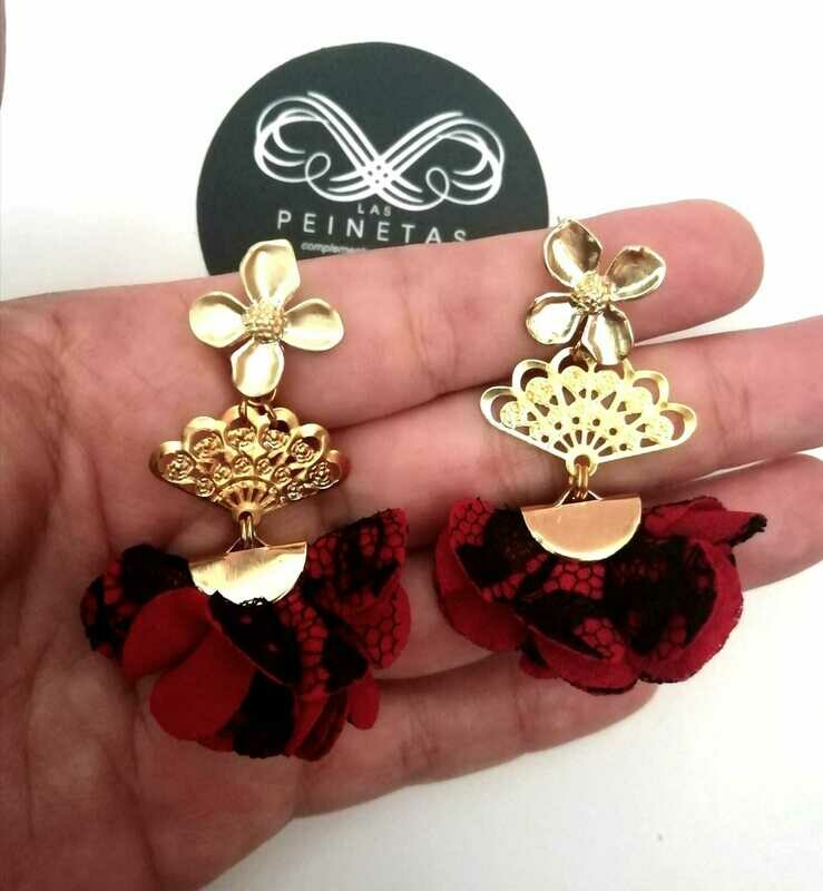 Pendientes encaje y abanicos