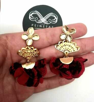 Pendientes encaje y abanicos