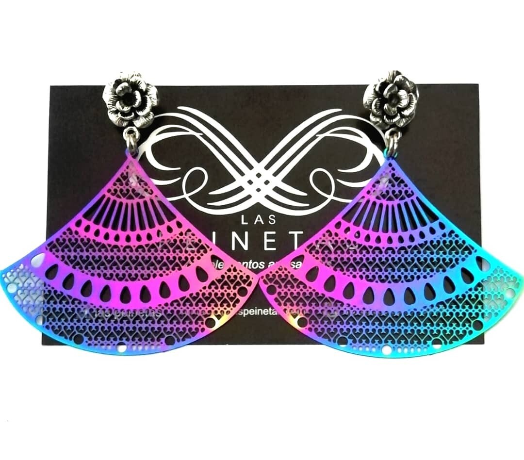 Pendientes abanicos irisdescente