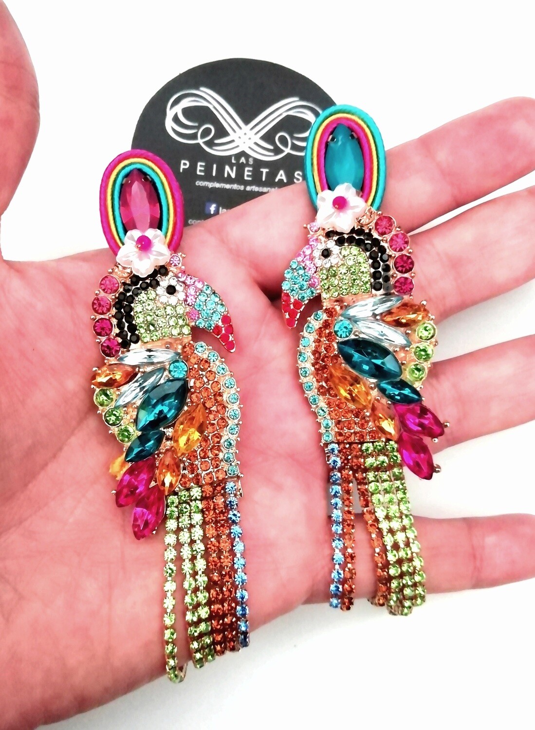 Pendientes pájaros y cristales
