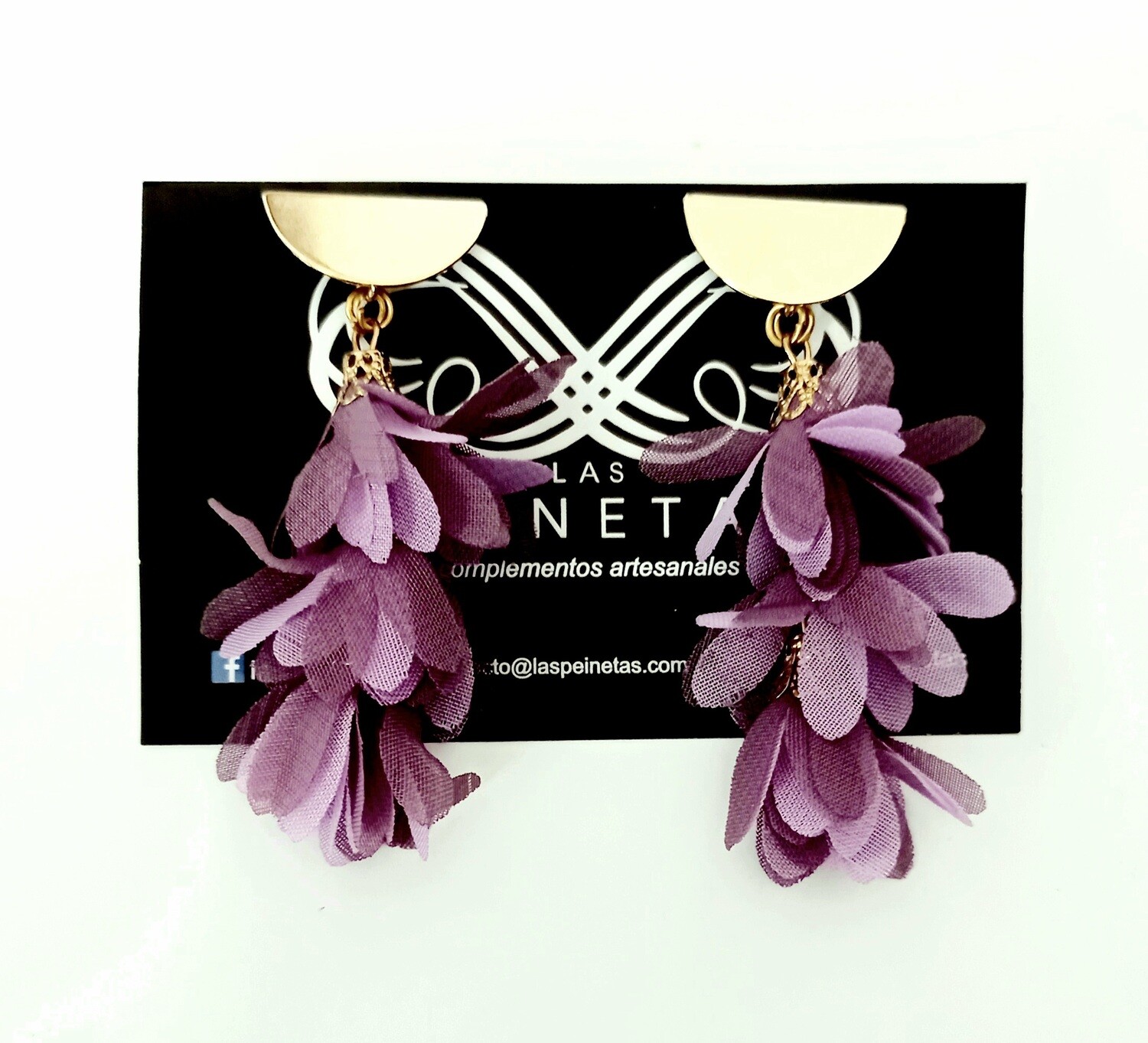 Pendientes borlas lila