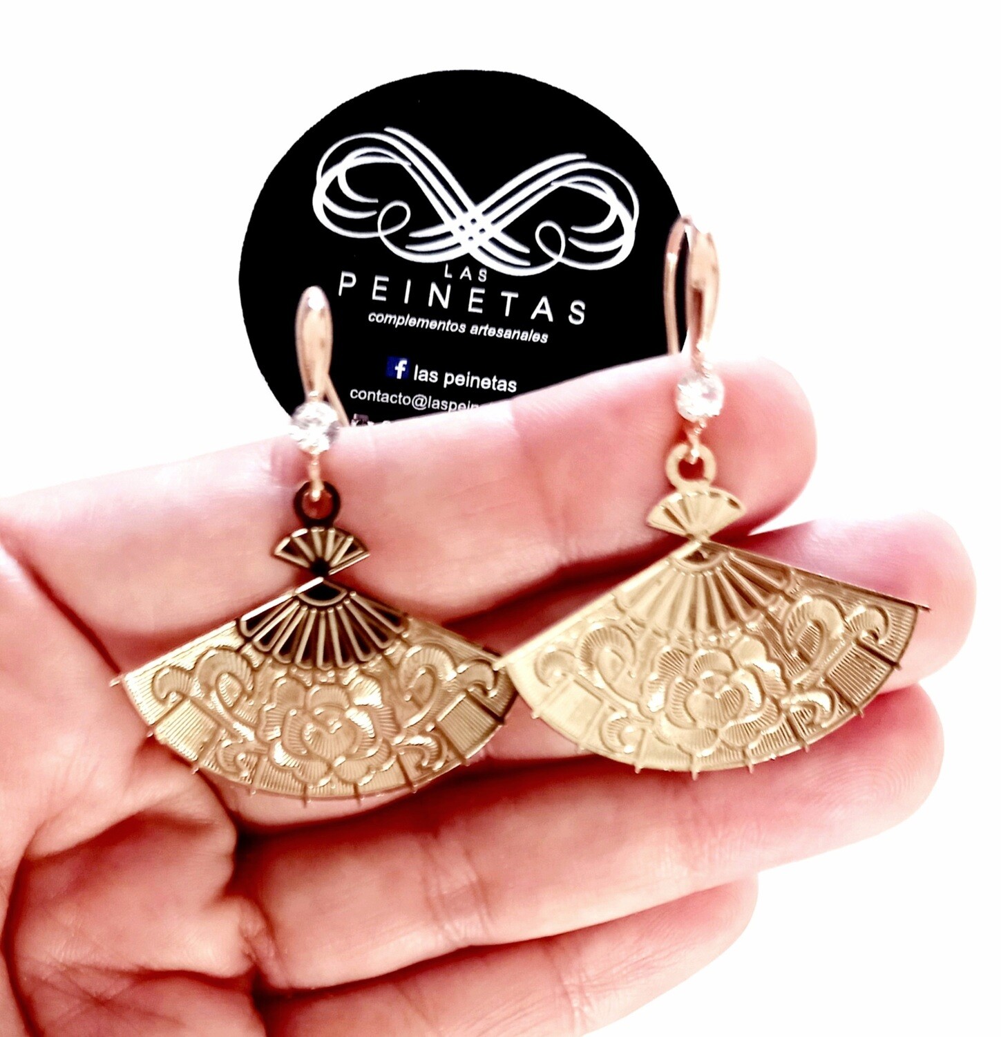 Pendientes abanicos oro rosa