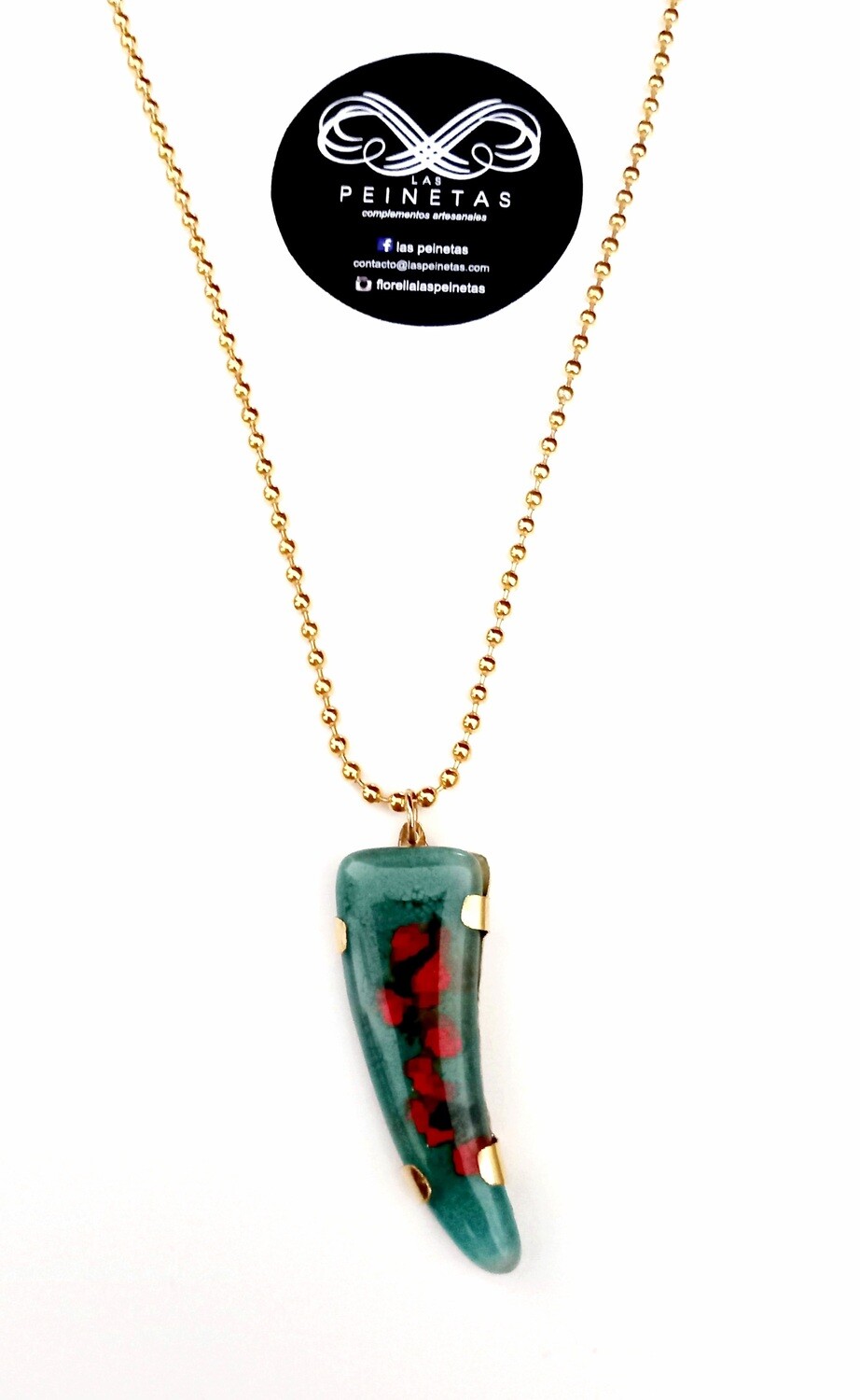 Collar largo jade engastado