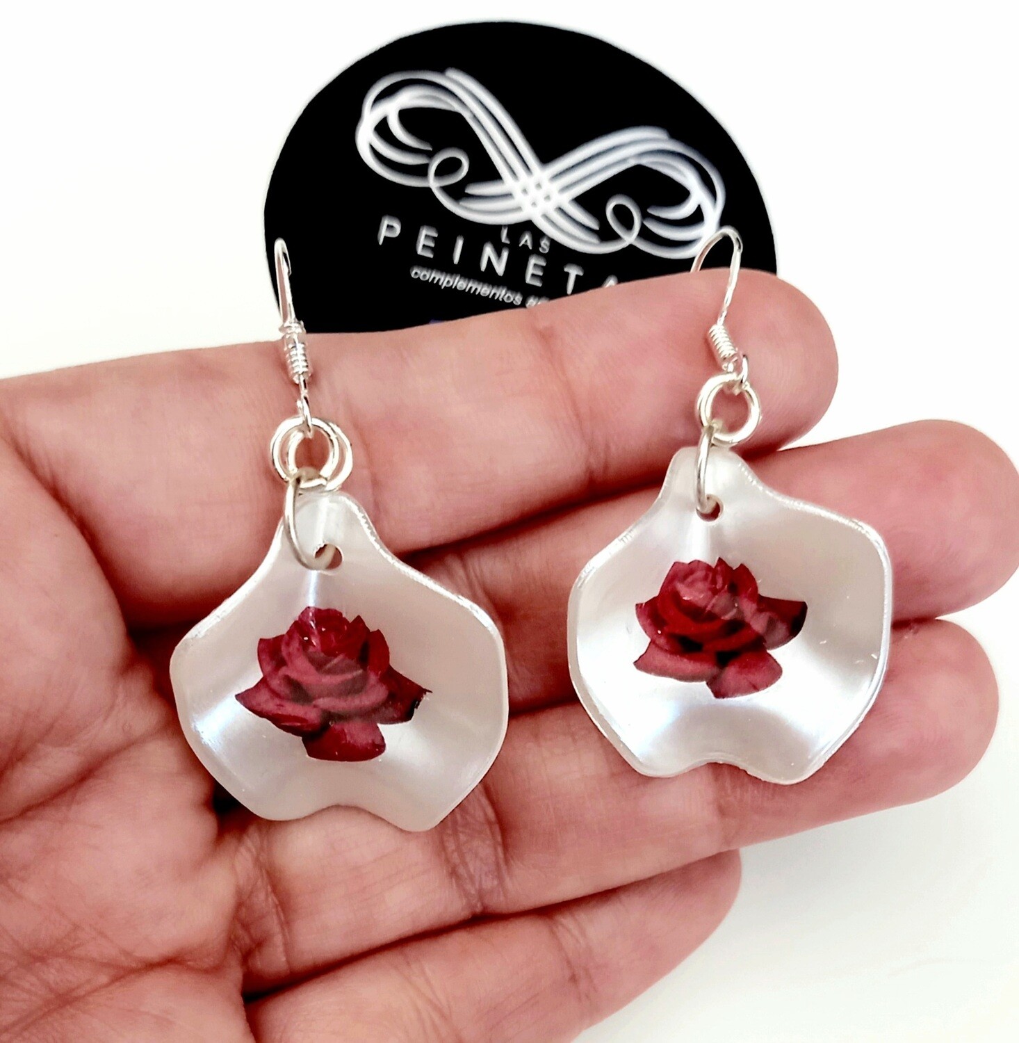 Pendientes pétalos y rosa