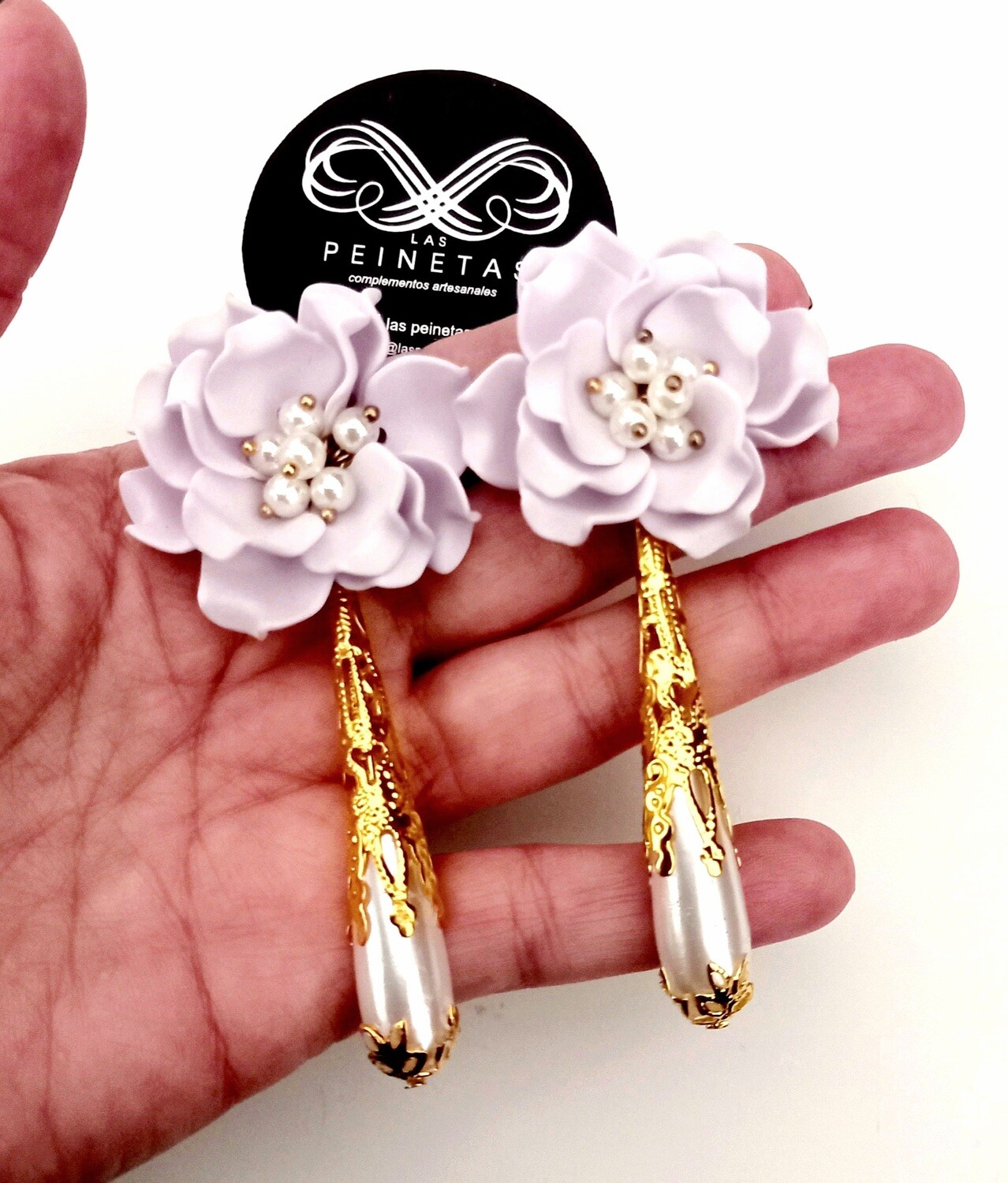 Pendientes flor rosa