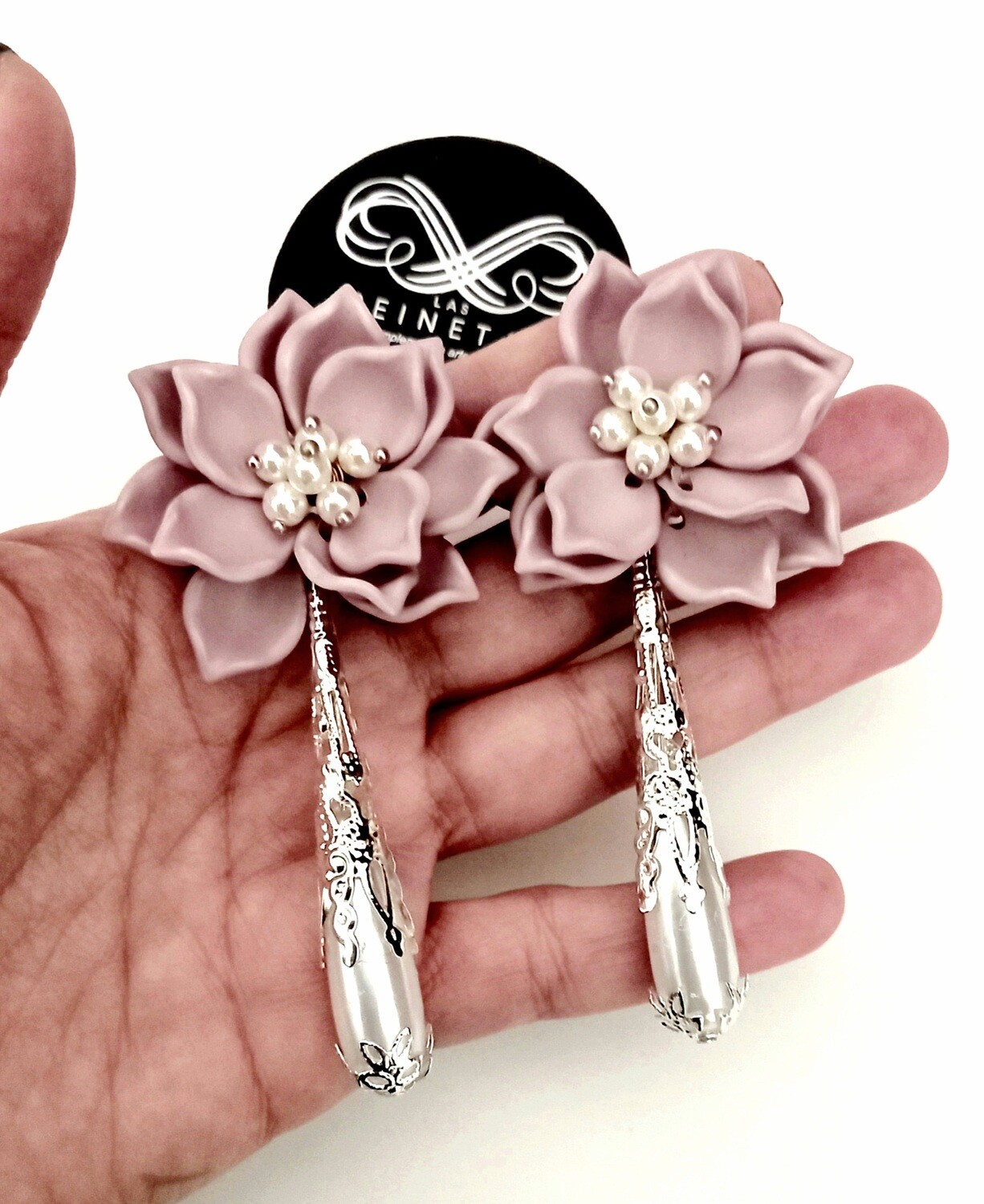 Pendientes flor rosa palo